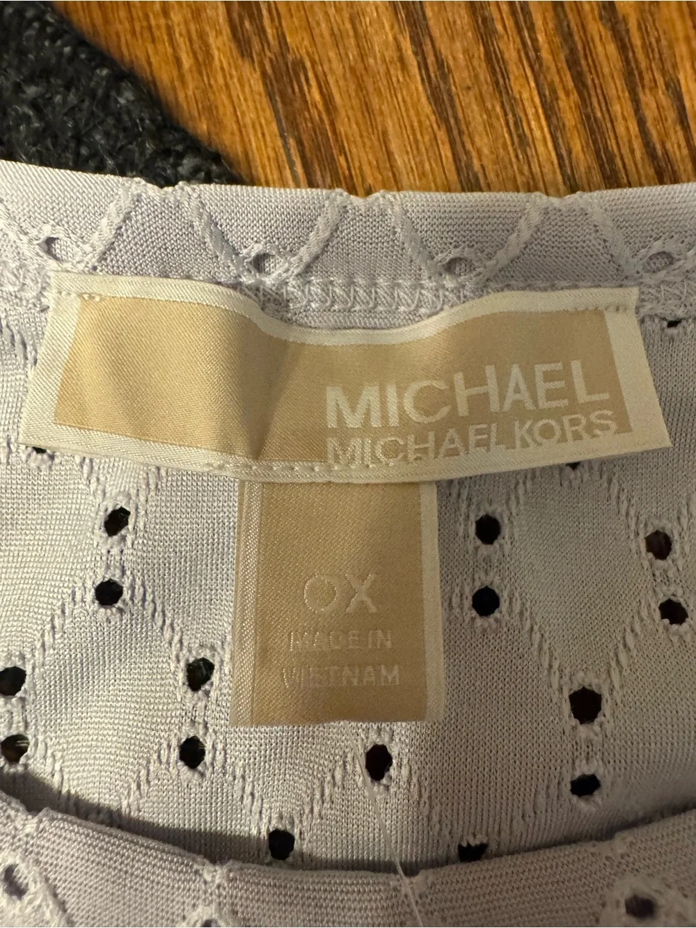 Michael Kors Lavender Eyelet Cold-Shoulder Ruffle Camisole Top